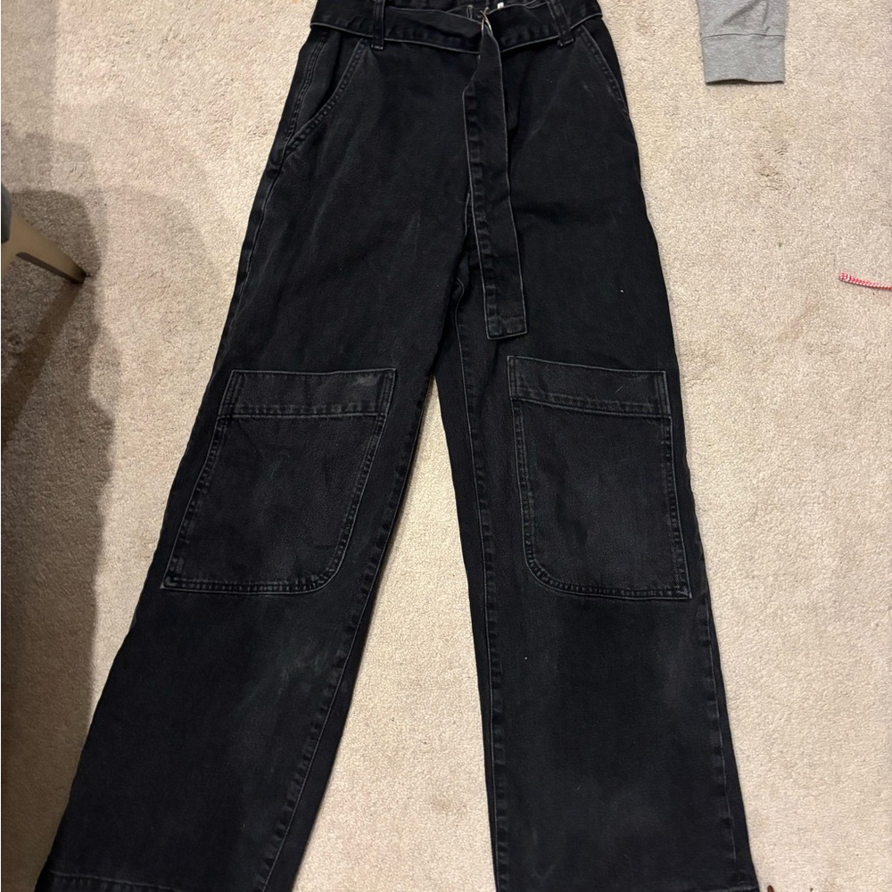Zara Black Cargo Trousers with Belt